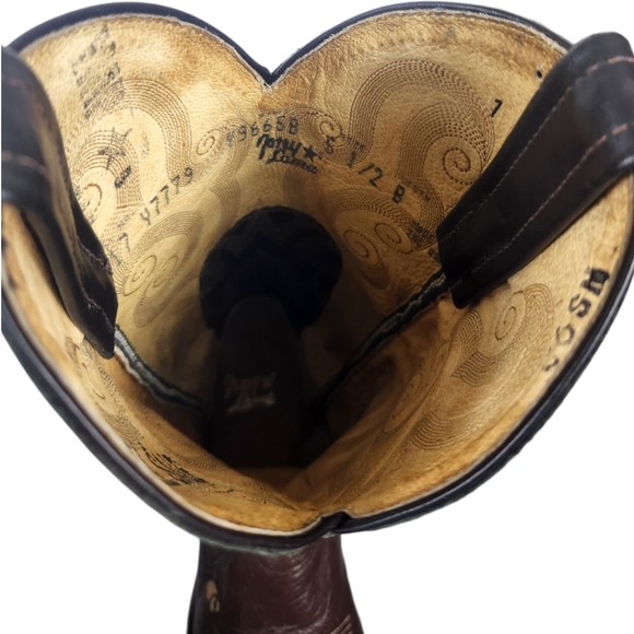 Tony Lama Exotic Leather Western Boots in Chocolate / Black 5.5 B FLAWED - Picture 11 of 13